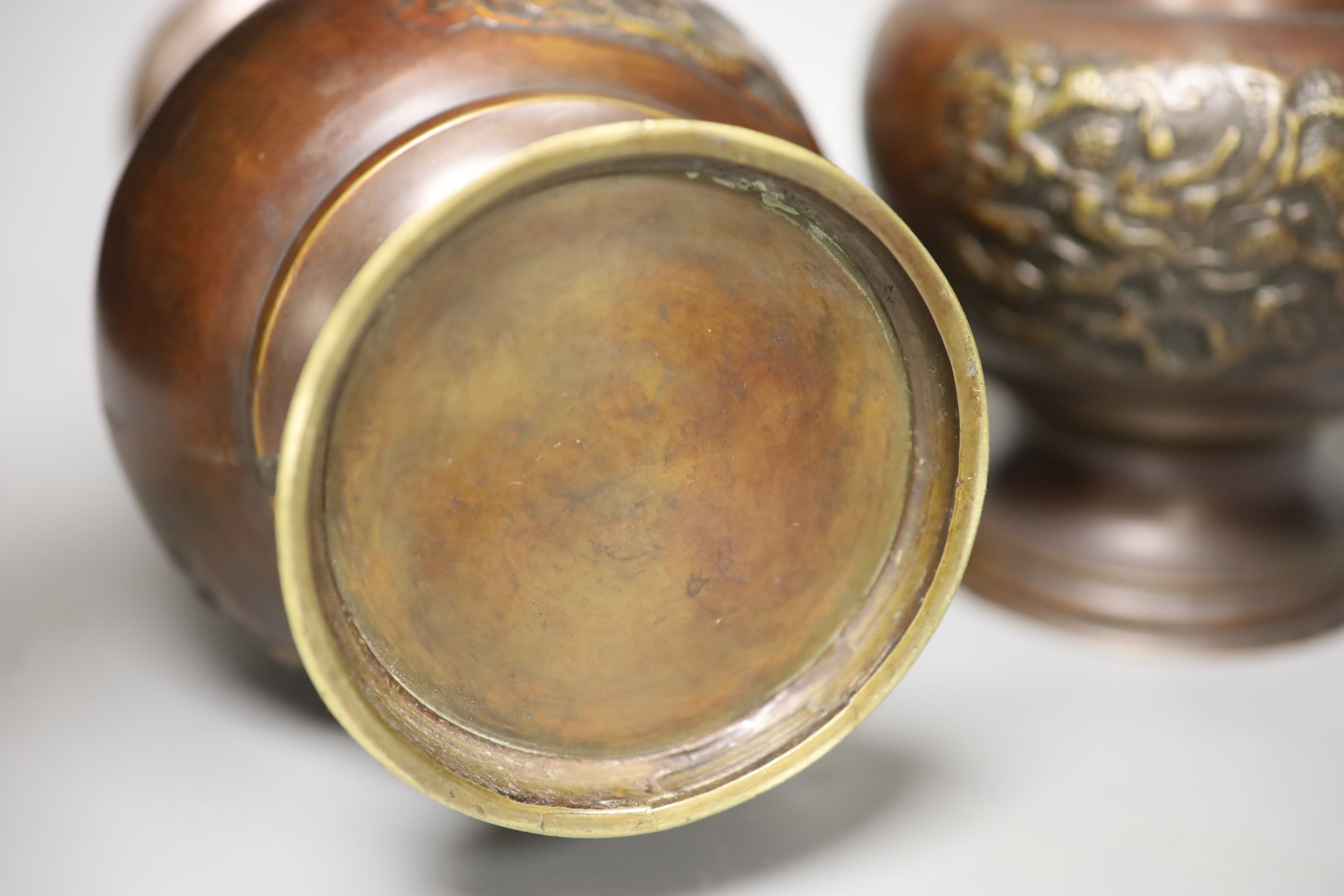 A pair of Japanese bronze vases, H 36cm
